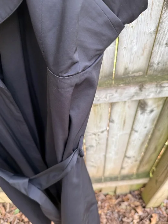 Anne Klein 2 Black Trench Coat cotton blend belted collar pockets academia 14 - Picture 5 of 11